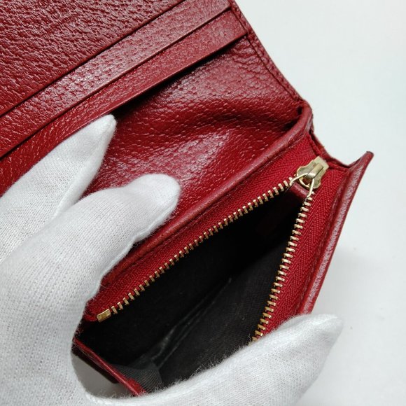 100% Authentic Gucci GG Ophidia Bifold Red Leather Leather - Picture 6 of 9
